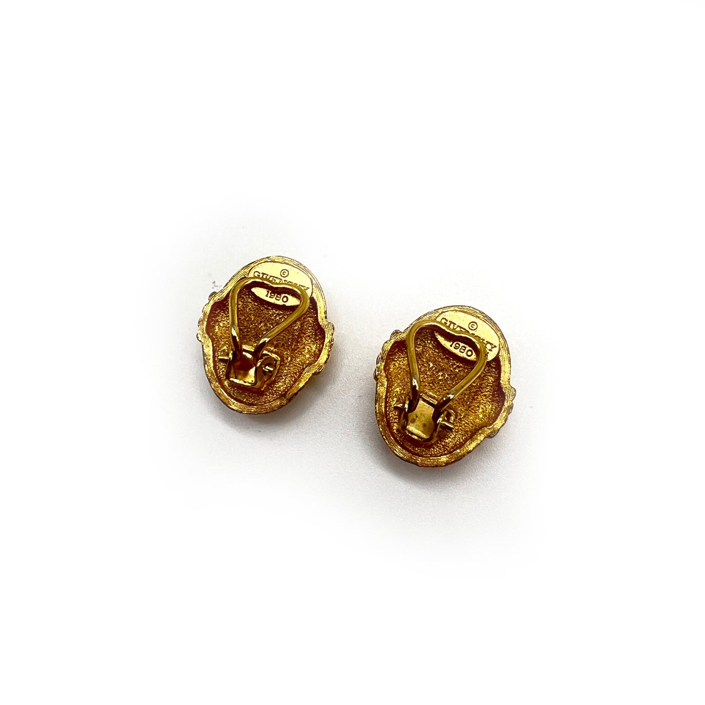 Givenchy Vintage G Logo Golden Oval Clip-On Earrings