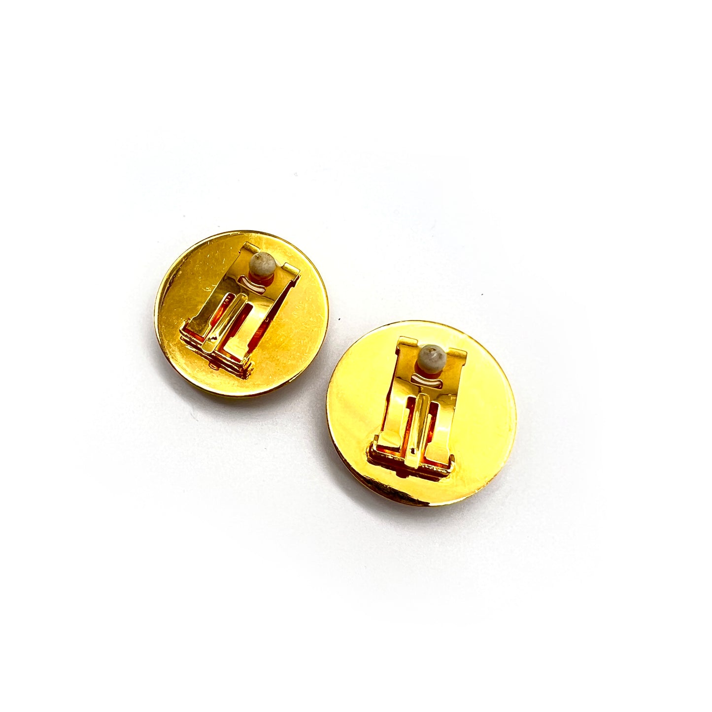 Hermes Vintage Enamel Round Golden Clip-On Earrings