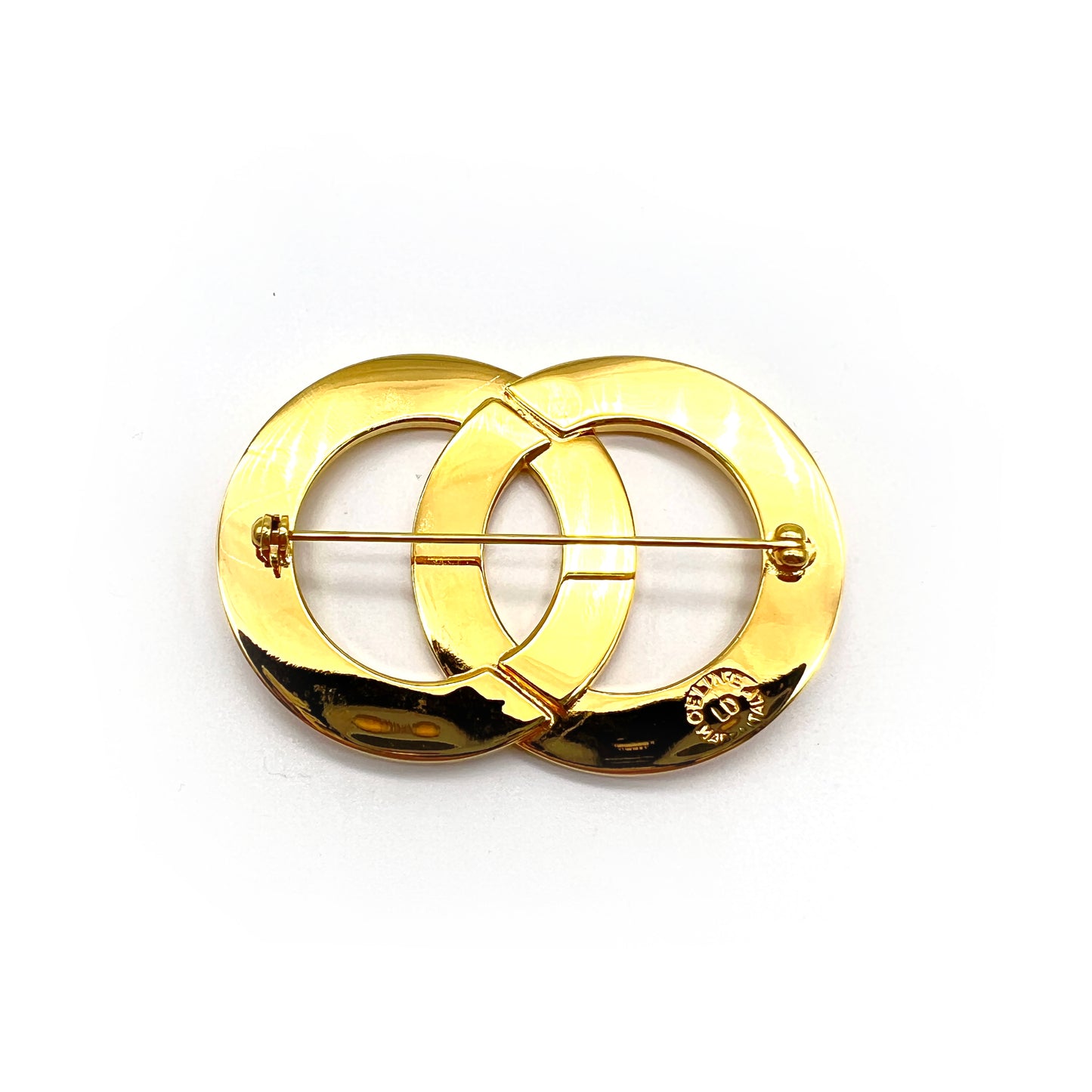 Celine Vintage Double Circle Golden Brooch