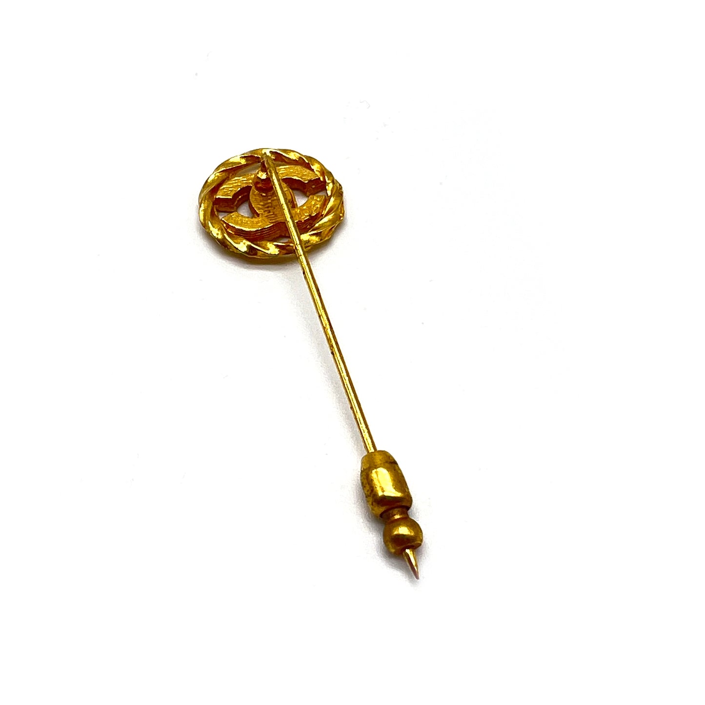 Chanel Vintage CC Logo With Rhinestone Golden Pin Brooch