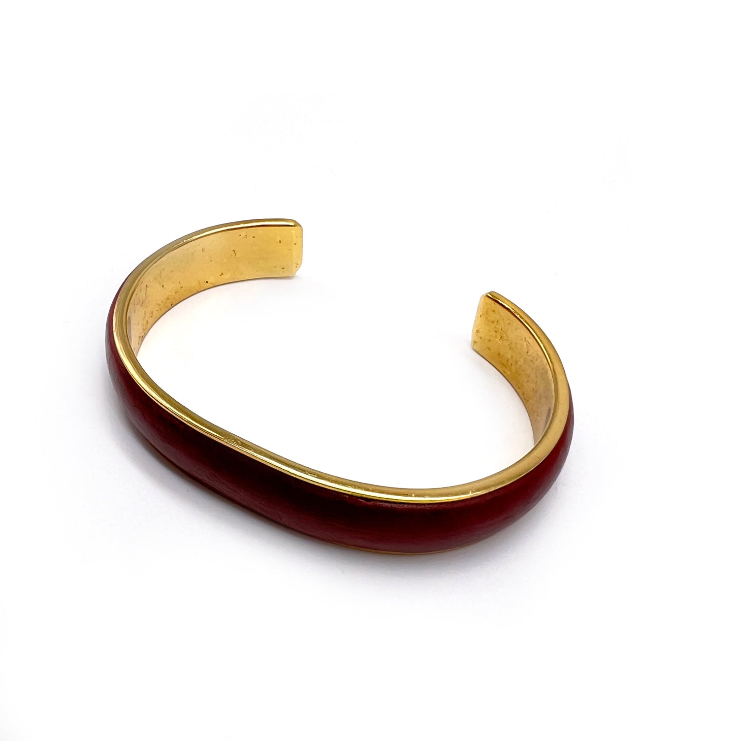 Loewe Vintage Brown Leather Golden Bangle