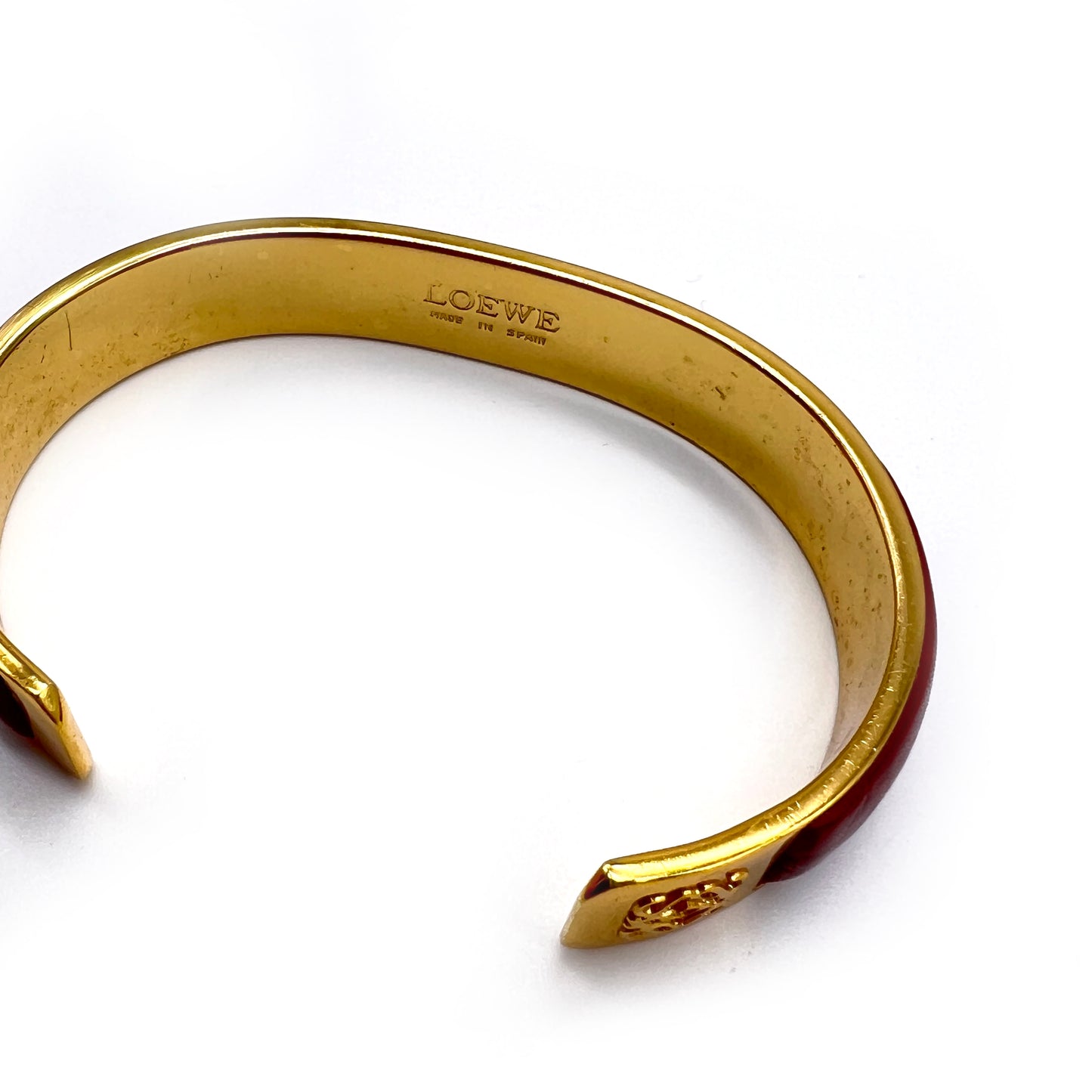 Loewe Vintage Brown Leather Golden Bangle