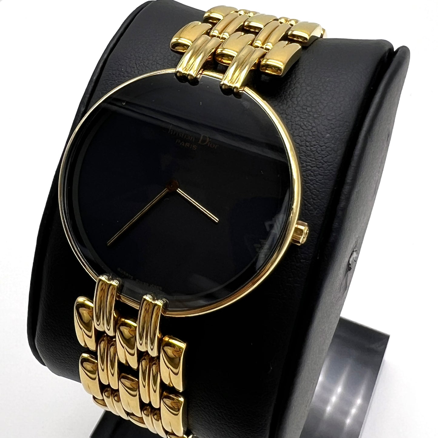 Christian Dior Vintage Gold Bagheera 47 Black Face Bracelet Watch