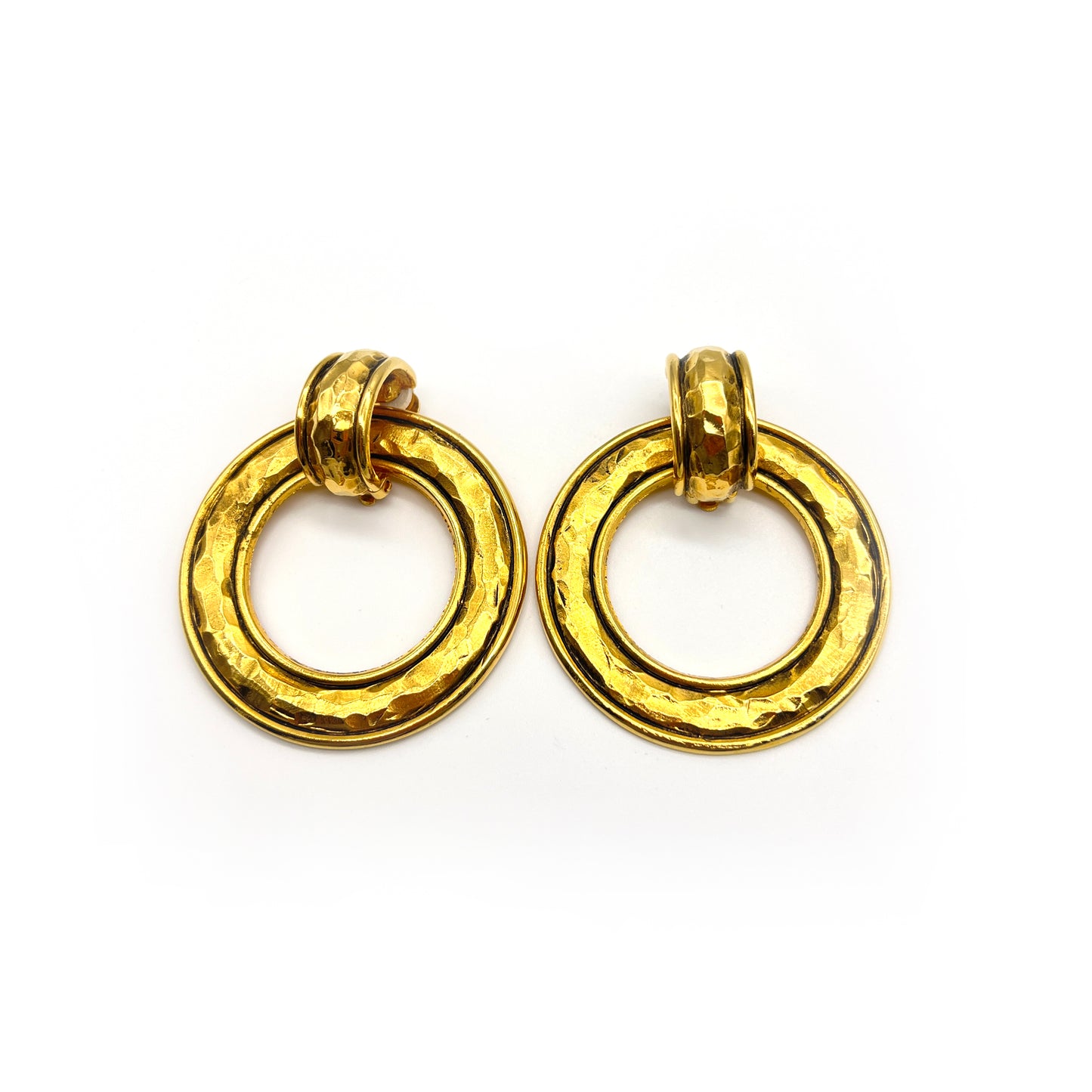 Chanel Vintage Circle Golden Hoop Clip-On Eearrings