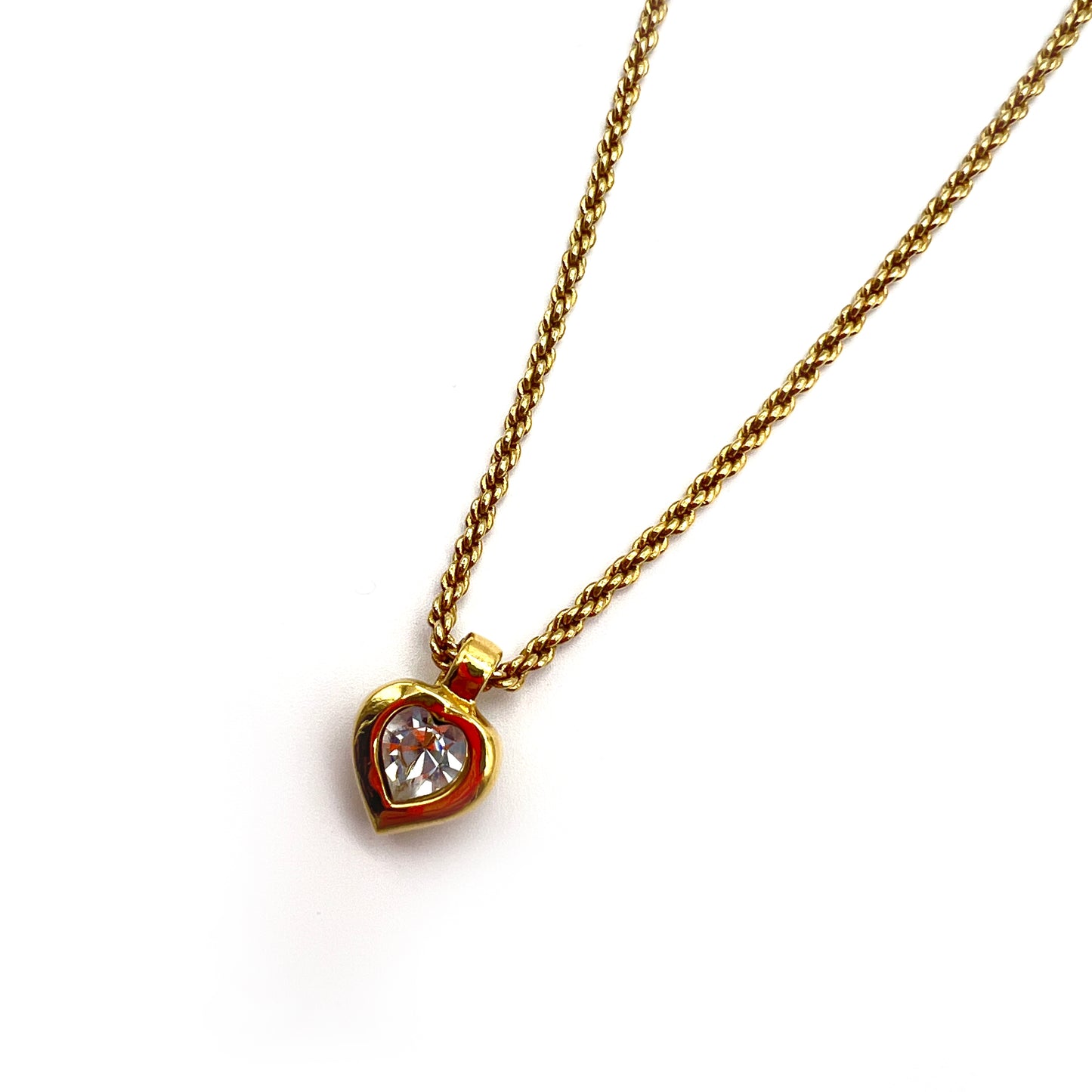 Christian Dior Vintage Heart Motif Golden Necklace