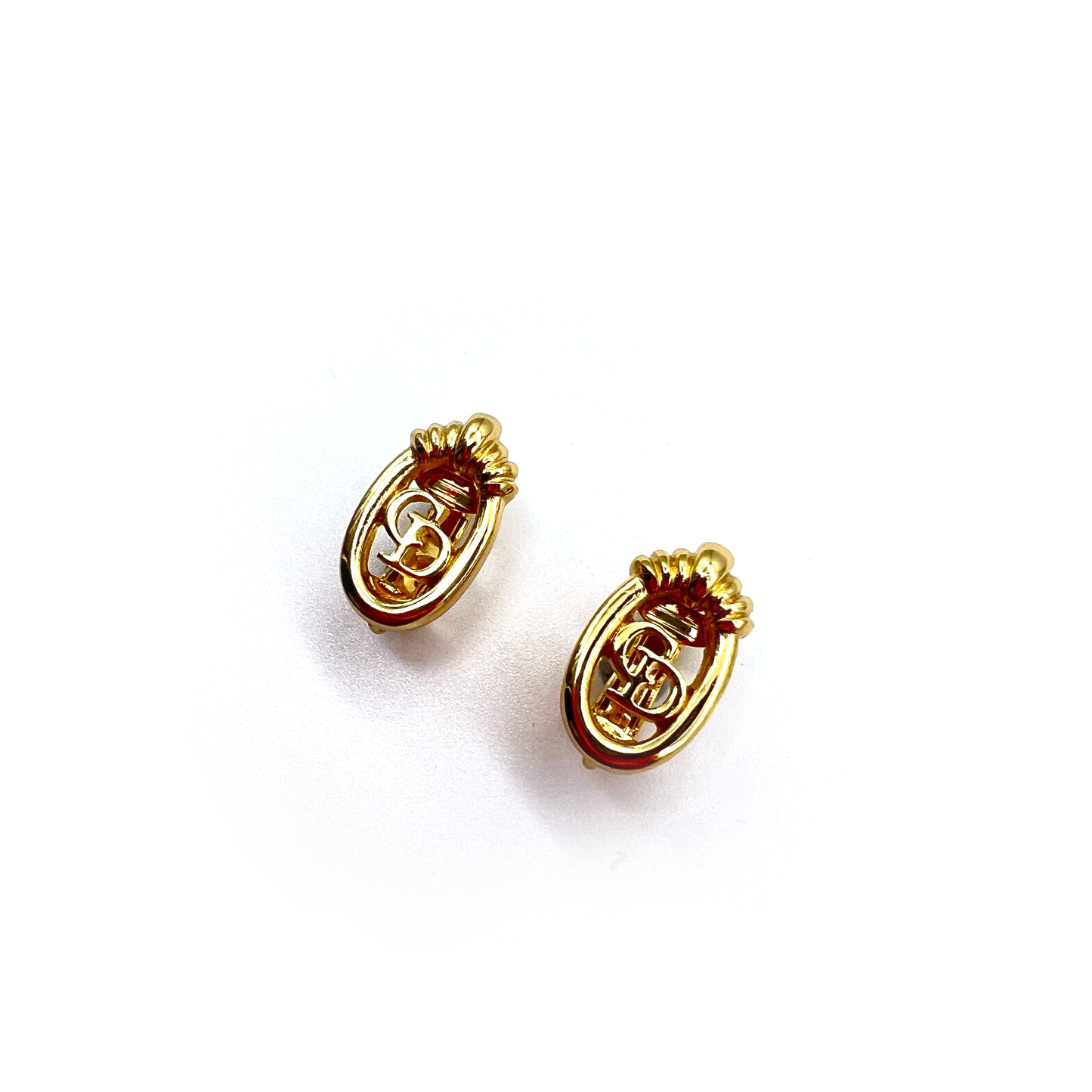 Christian Dior Vintage CD Logo Golden Clip-On Earrings