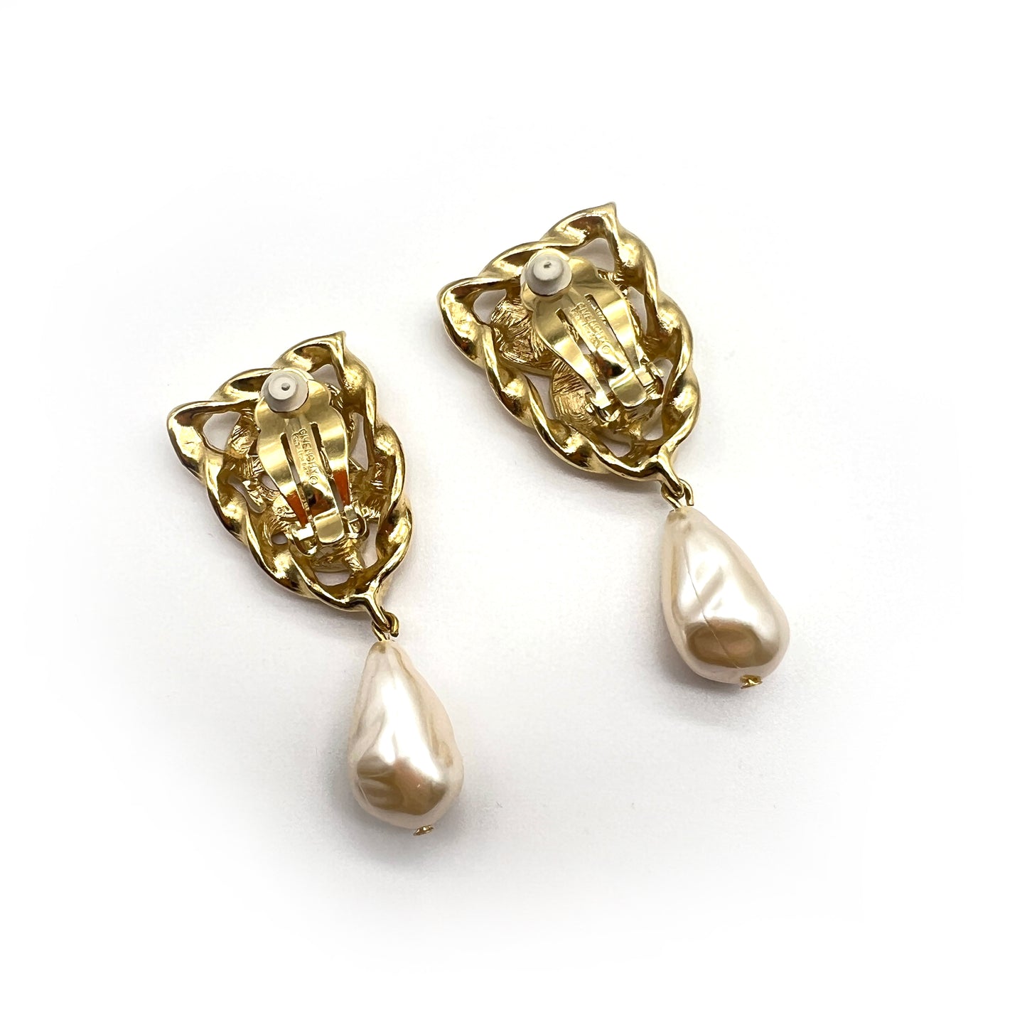 Givenchy Vintage Golden Dangling with Pearl Clip-On Earrings