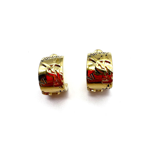 Yves Saint Laurent Vintage Golden Logo Clip-On Earrings