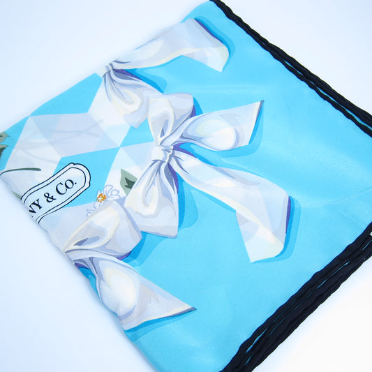 Tiffany Vintage Flower and Ribbon Silk Scarf