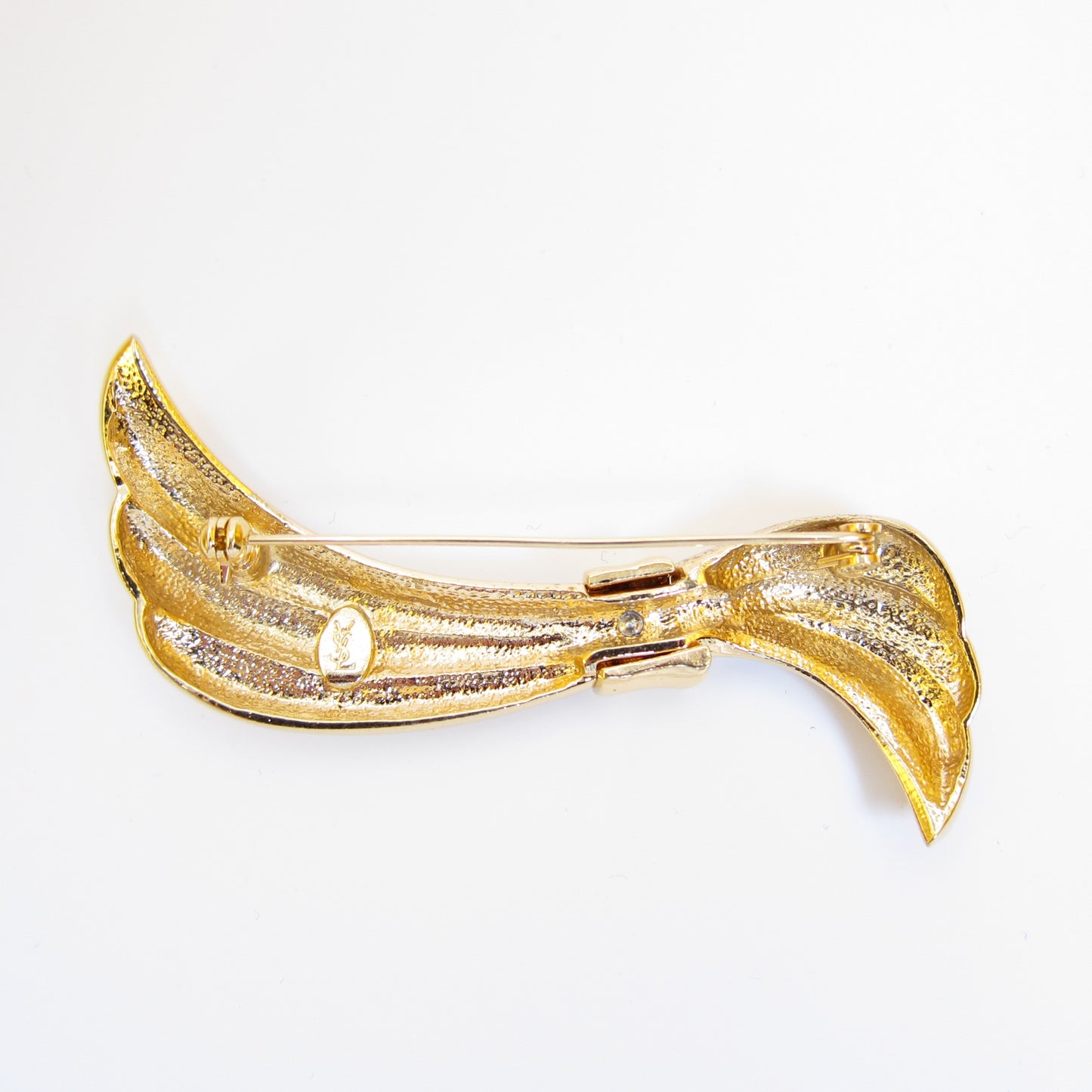 Yves Saint Laurent Vintage Bow with Rhinestone Golden Brooch