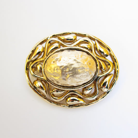 Yves Saint Laurent Vintage Stylish Oval Shape Golden Brooch