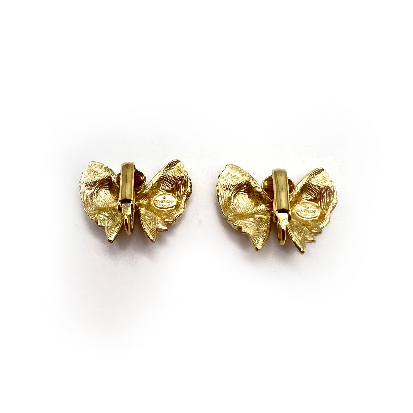 Givenchy Vintage Golden Ribbon With Rhinestone Clip-On Earrings