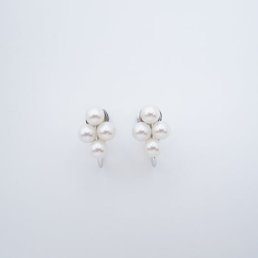Mikimoto Vintage Akoya Pearl Silver Clip-on Earrings