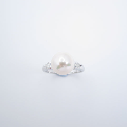 Tasaki Vintage Akoya Pearl and Diamond White Gold Ring #12