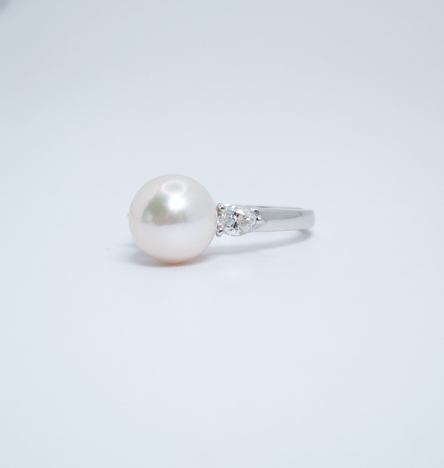 Tasaki Vintage Akoya Pearl and Diamond White Gold Ring #12