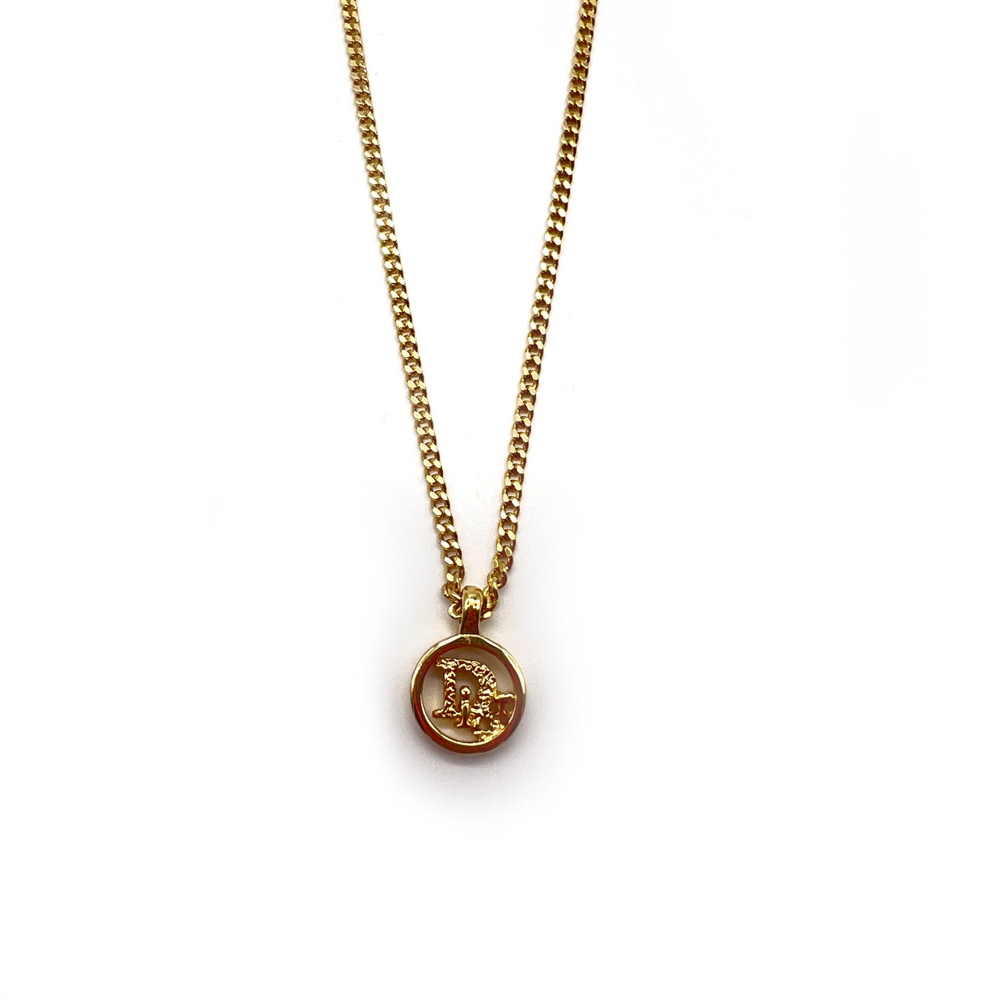 Christian Dior Vintage Dior Logo in Circle Golden Necklace