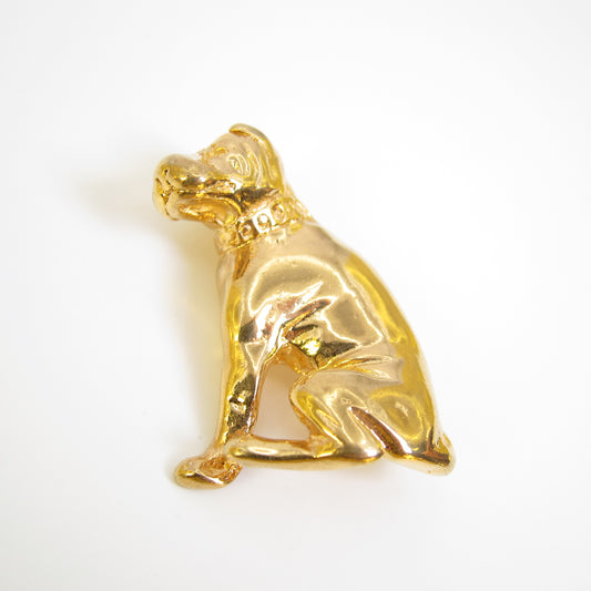 Celine Vintage Dog Motif Golden Brooch