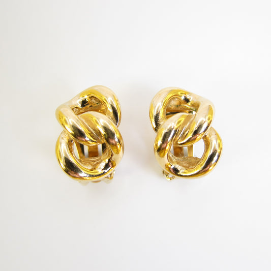 Christian Dior Vintage Link Golden Clip-on Earrings