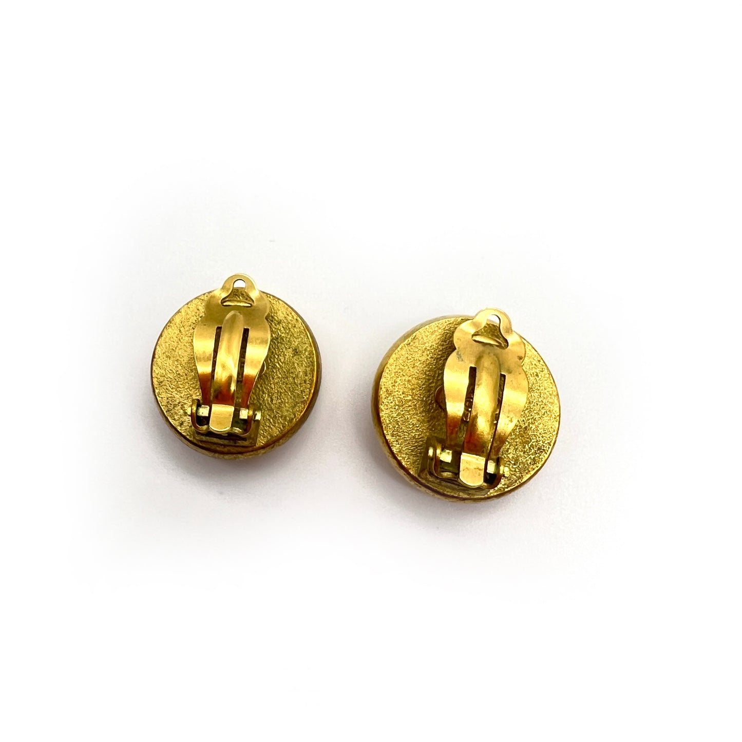 Chanel Vintage Logo With Pearl Golden Clip-On Earrings