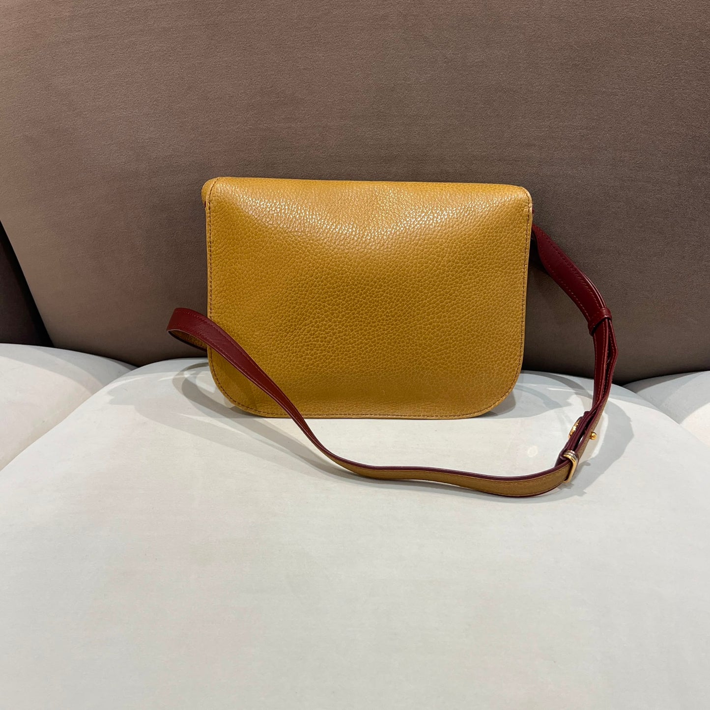 Cartier Vintage Camel Grained Leather Crossbody Shoulder Bag