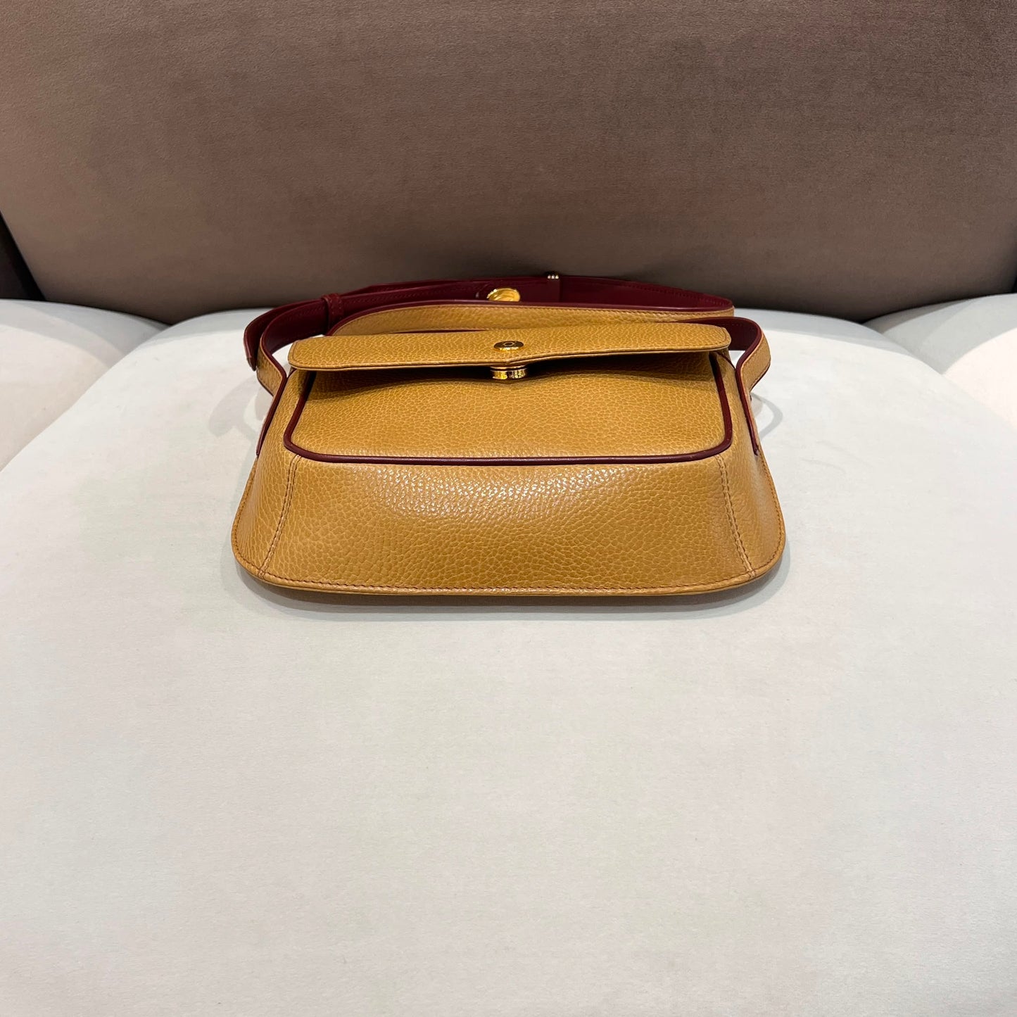 Cartier Vintage Camel Grained Leather Crossbody Shoulder Bag