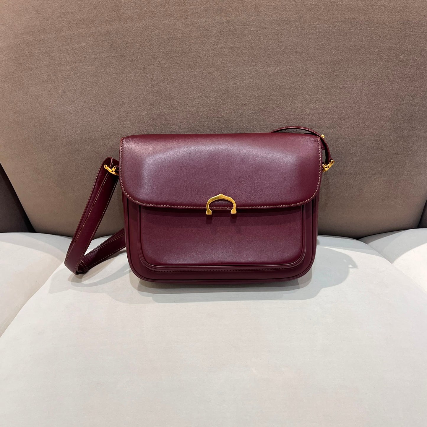 Cartier Vintage Mast De Cartier Bordeaux Leather Shoulder Bag
