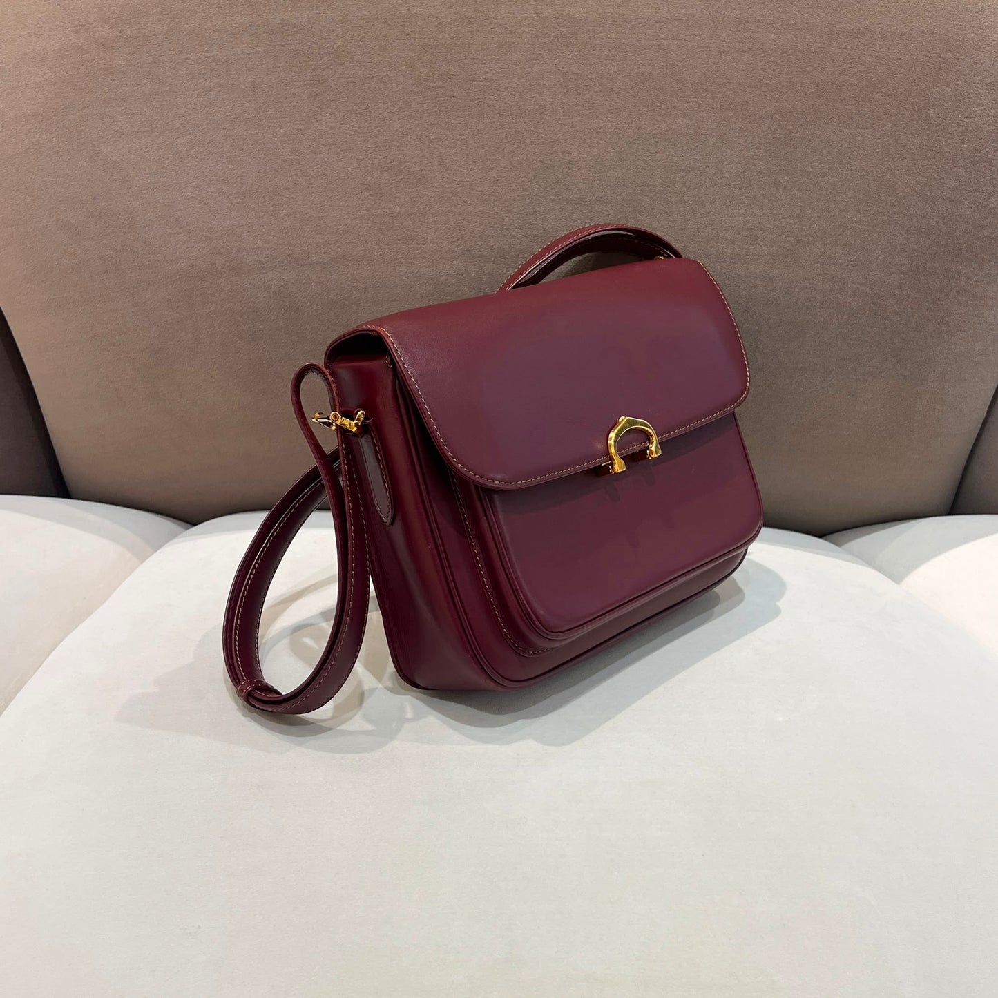 Cartier Vintage Mast De Cartier Bordeaux Leather Shoulder Bag