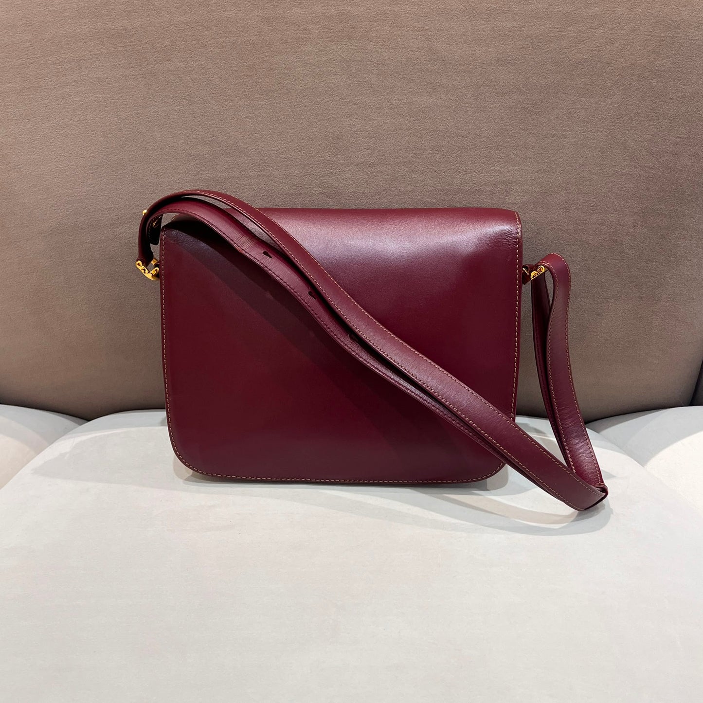 Cartier Vintage Mast De Cartier Bordeaux Leather Shoulder Bag