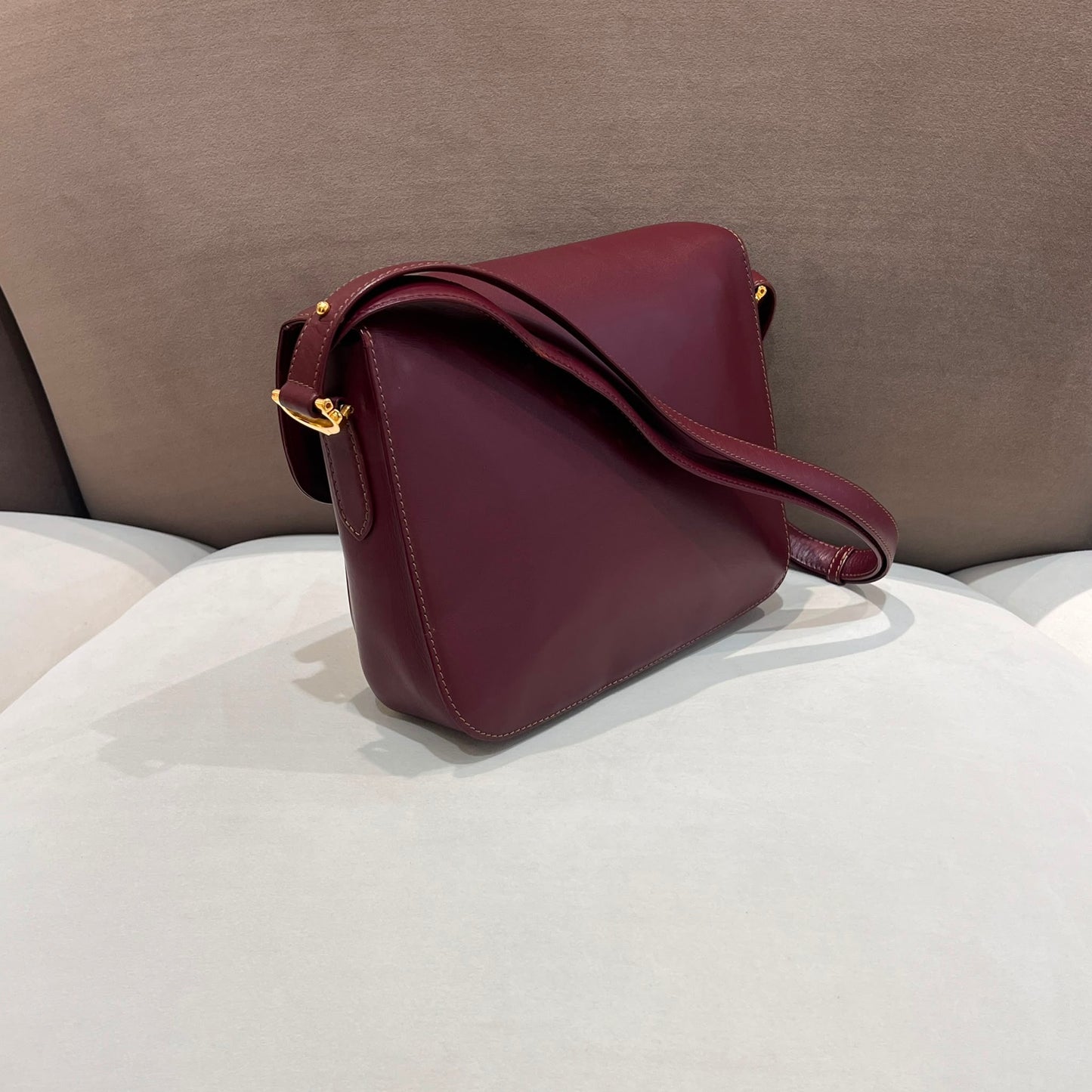 Cartier Vintage Mast De Cartier Bordeaux Leather Shoulder Bag
