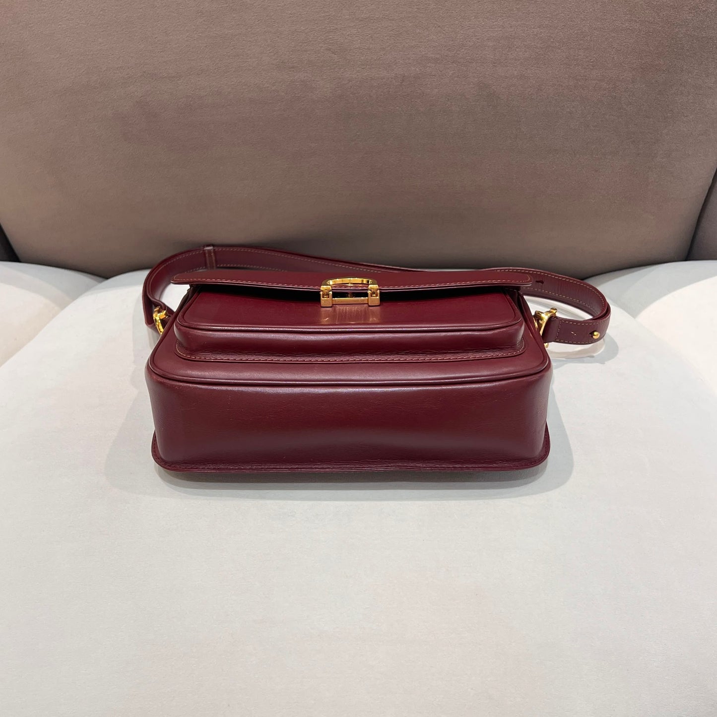 Cartier Vintage Mast De Cartier Bordeaux Leather Shoulder Bag