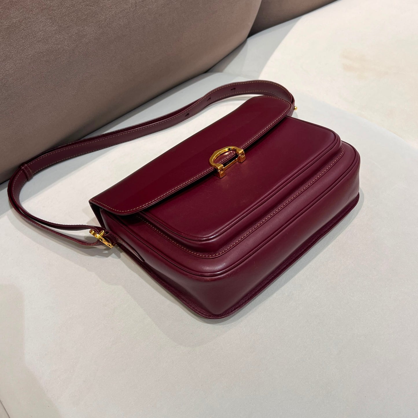 Cartier Vintage Mast De Cartier Bordeaux Leather Shoulder Bag