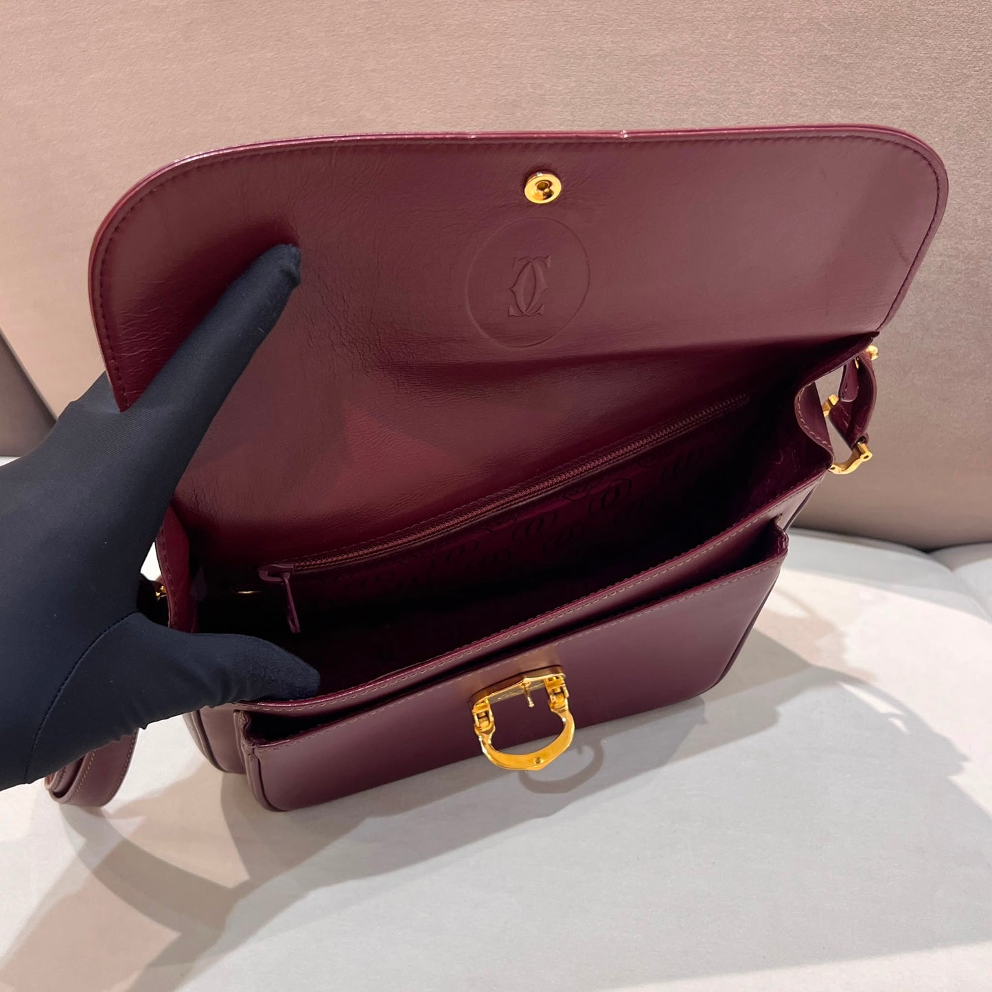 Cartier Vintage Mast De Cartier Bordeaux Leather Shoulder Bag