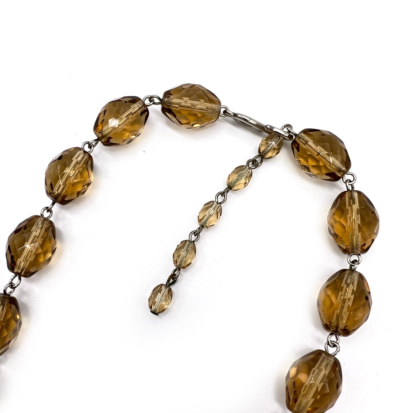 Givenchy Vintage Brown And Yellow Color Stone With Pendant Silver Necklace