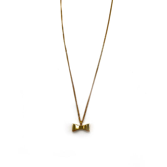 Chloe Vintage Bow Shape Pendant With Golden Necklace