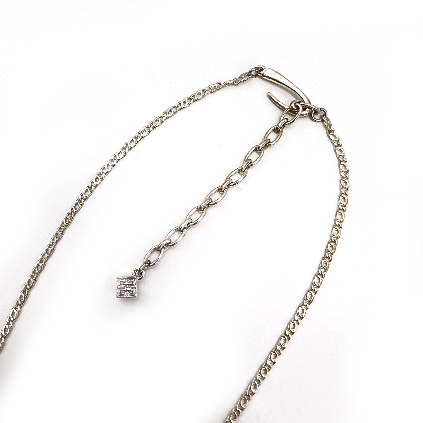 Givenchy Vintage Drop Shape With Rhinestone Silver Necklace