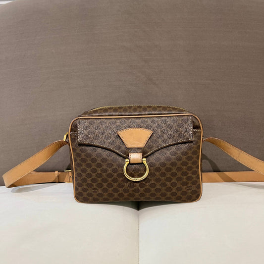 Celine Vintage Brown Macadam Camera Bag