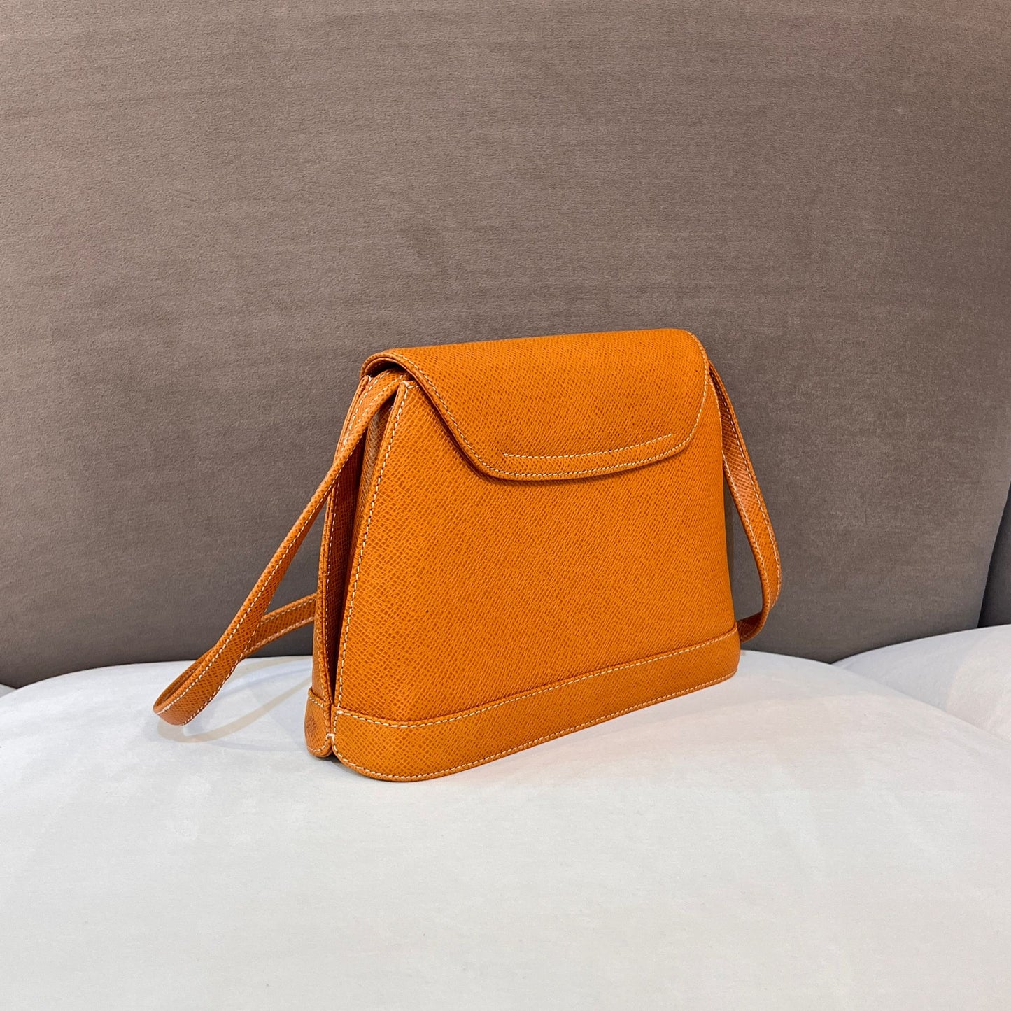 Valentino Garavani Vintage Camel Brown Leather V Logo Shoulder Bag