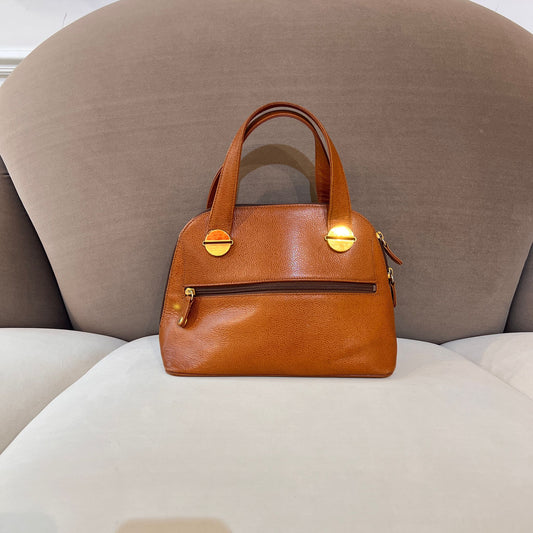 Givenchy Vintage Camel Leather Structured Top Handle Bag