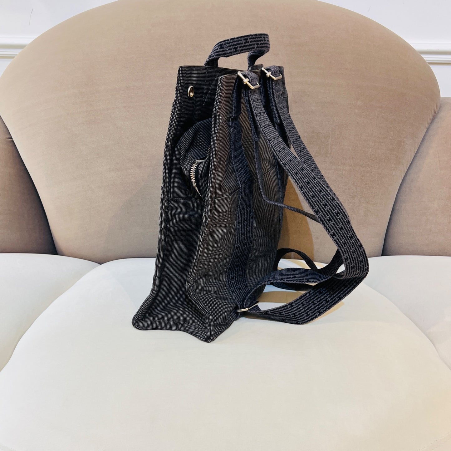 Hermès Vintage Airline Add Mm Gray Canvas Backpack
