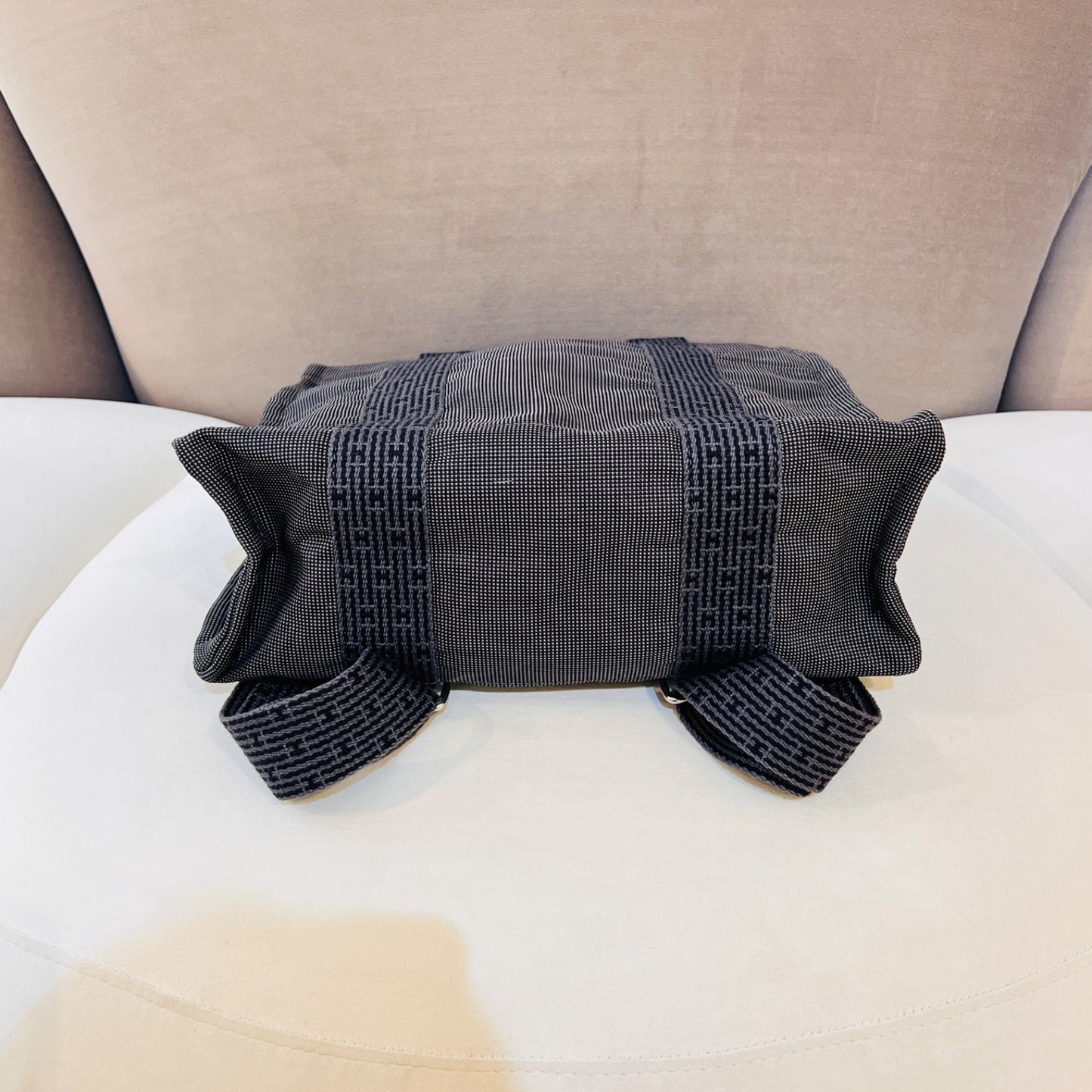 Hermès Vintage Airline Add Mm Gray Canvas Backpack