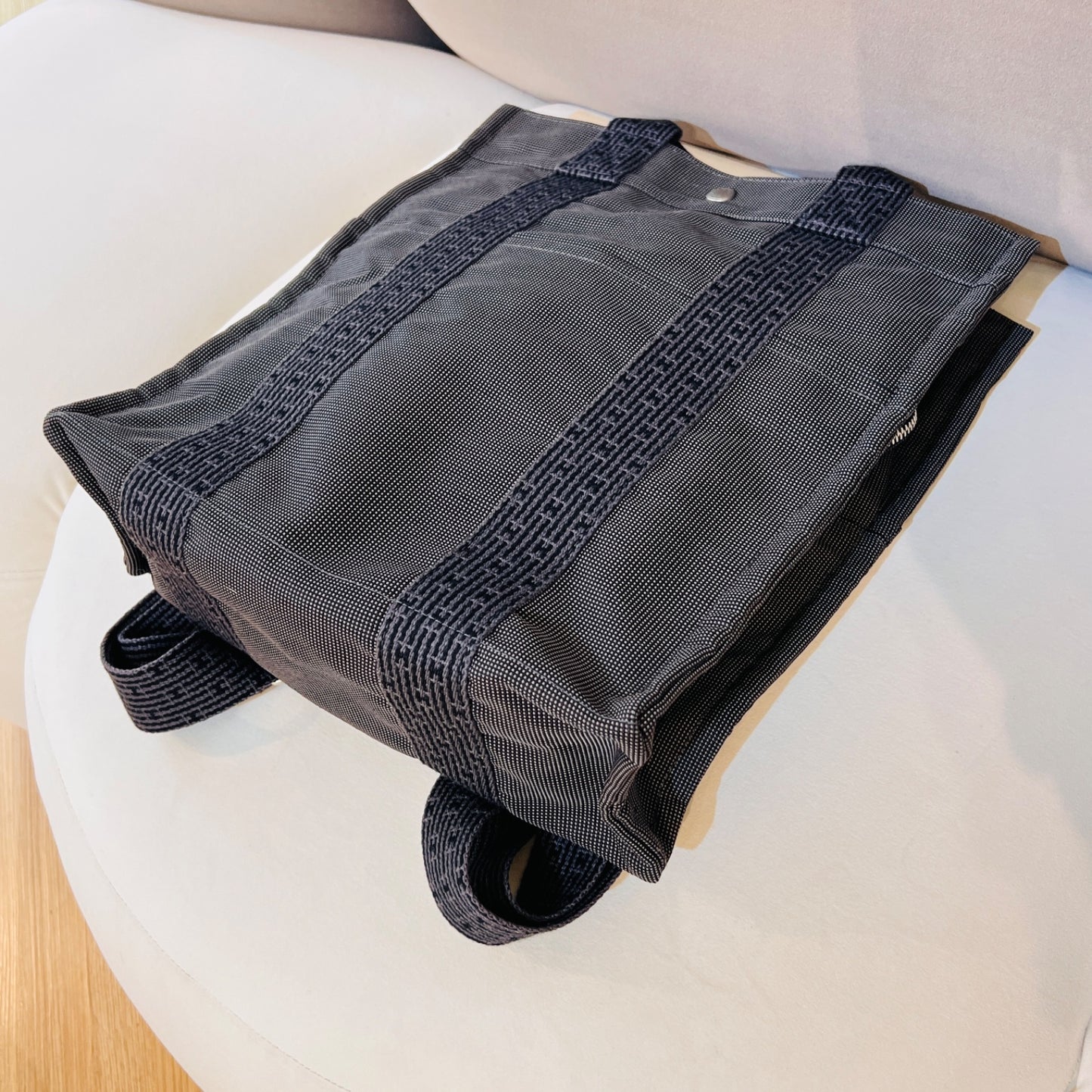 Hermès Vintage Airline Add Mm Gray Canvas Backpack