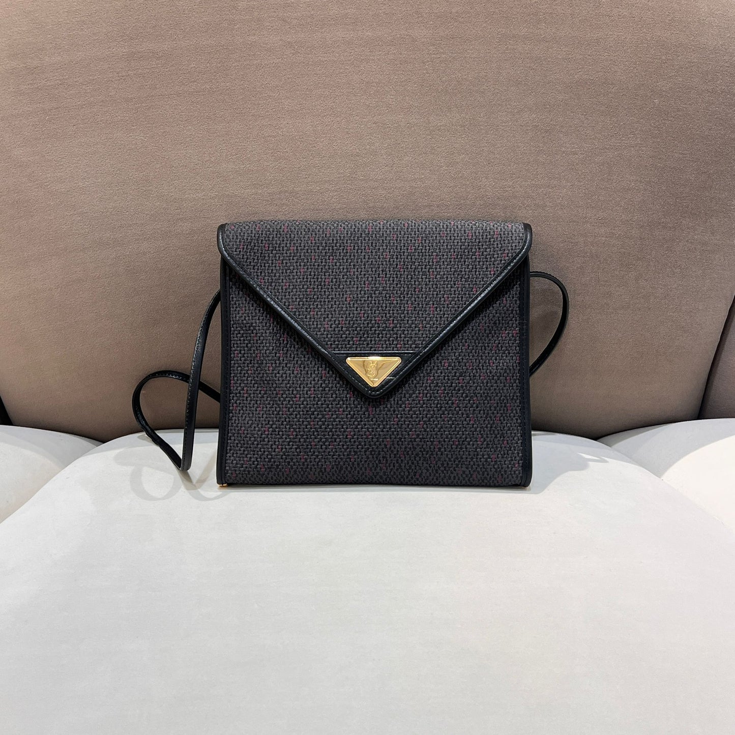 Yves Saint Laurent Vintage Textured Canvas Envelope Flap Shoulder Bag