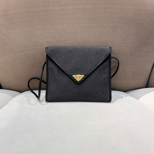 Yves Saint Laurent Vintage Textured Canvas Envelope Flap Shoulder Bag
