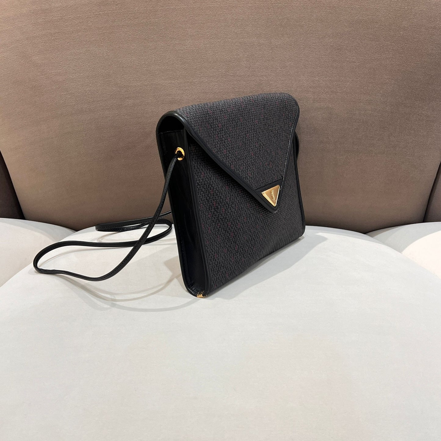 Yves Saint Laurent Vintage Textured Canvas Envelope Flap Shoulder Bag