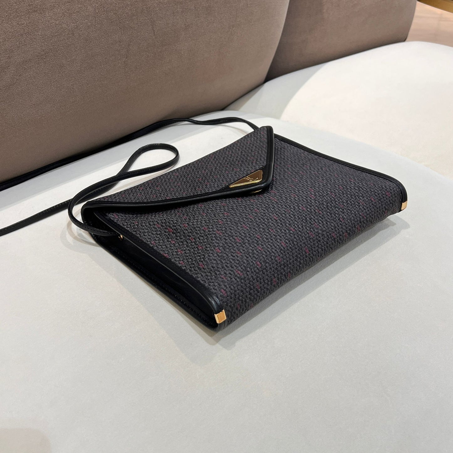 Yves Saint Laurent Vintage Textured Canvas Envelope Flap Shoulder Bag