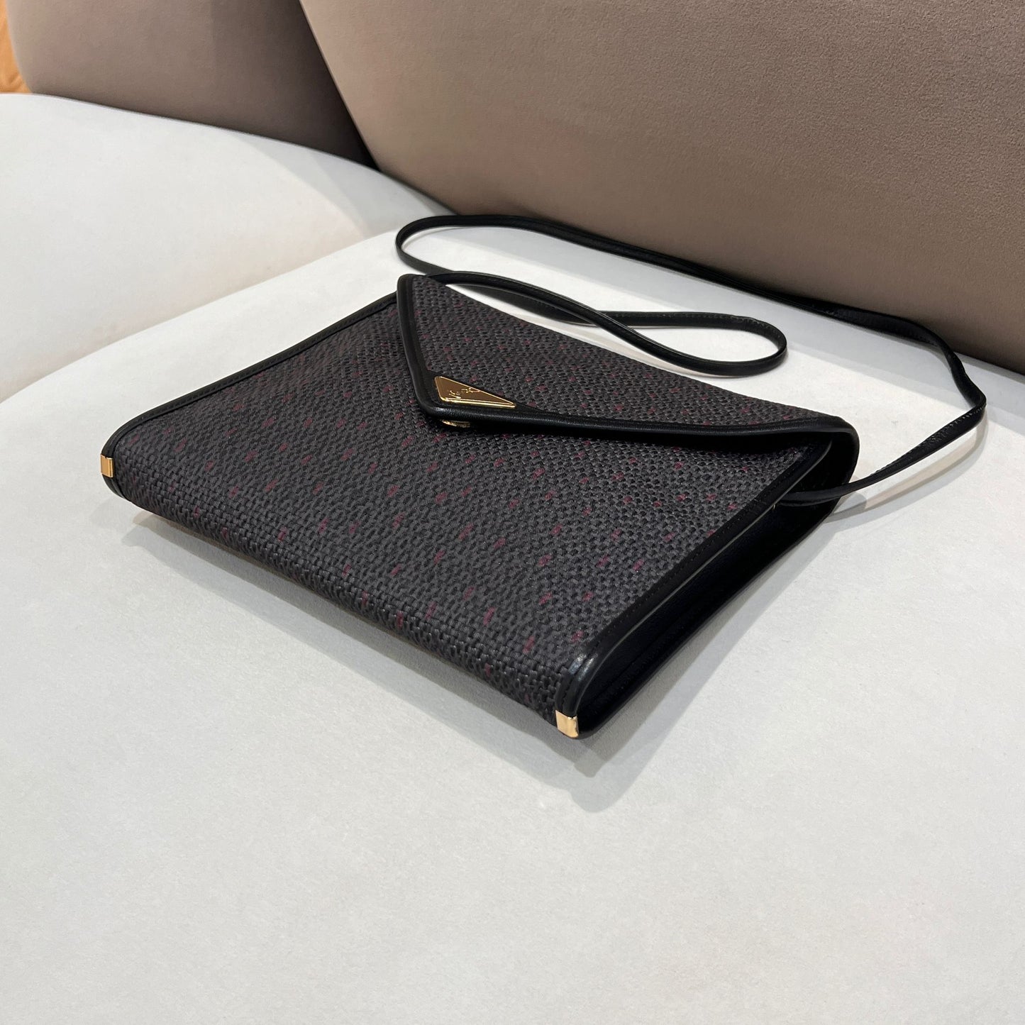 Yves Saint Laurent Vintage Textured Canvas Envelope Flap Shoulder Bag