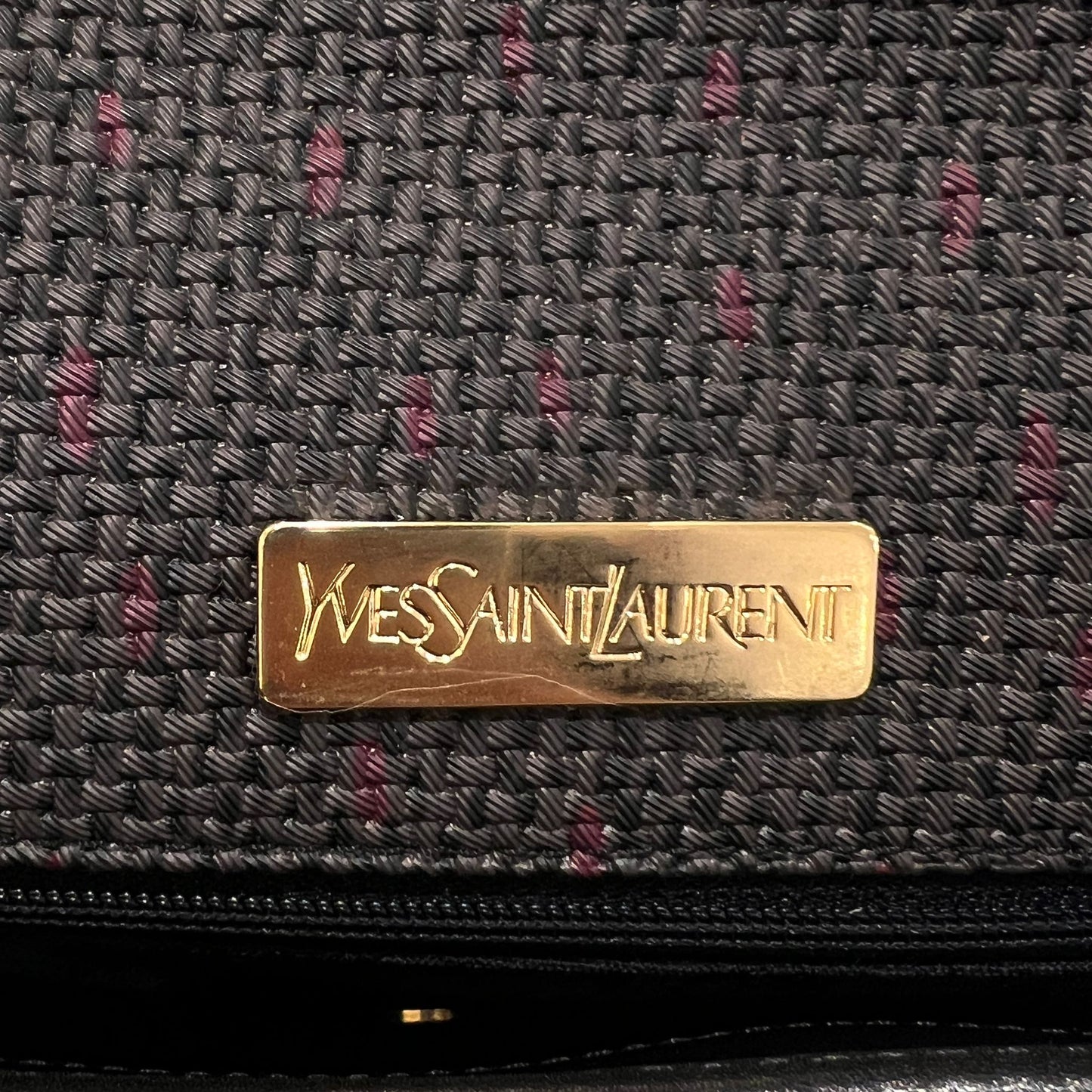 Yves Saint Laurent Vintage Textured Canvas Envelope Flap Shoulder Bag