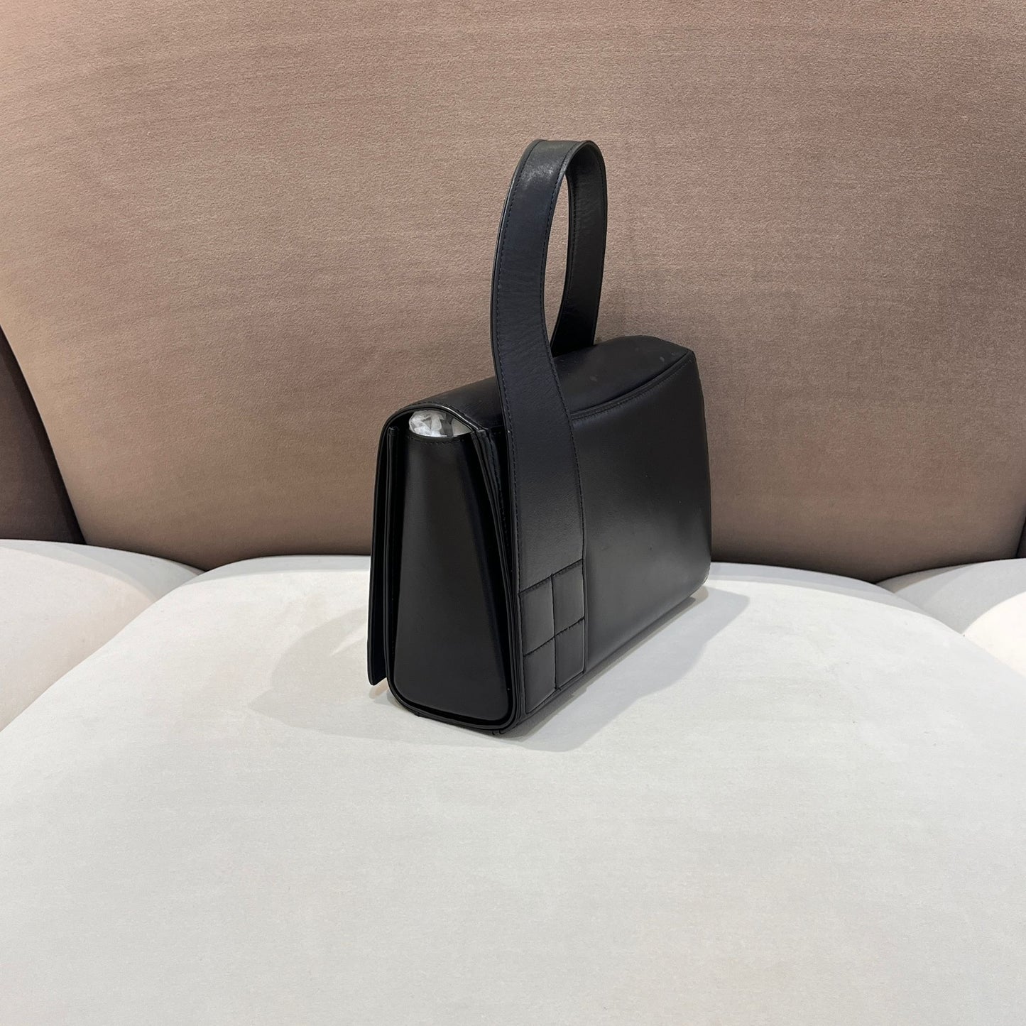 Givenchy Vintage 4G Logo Structured Black Leather Top Handle Bag