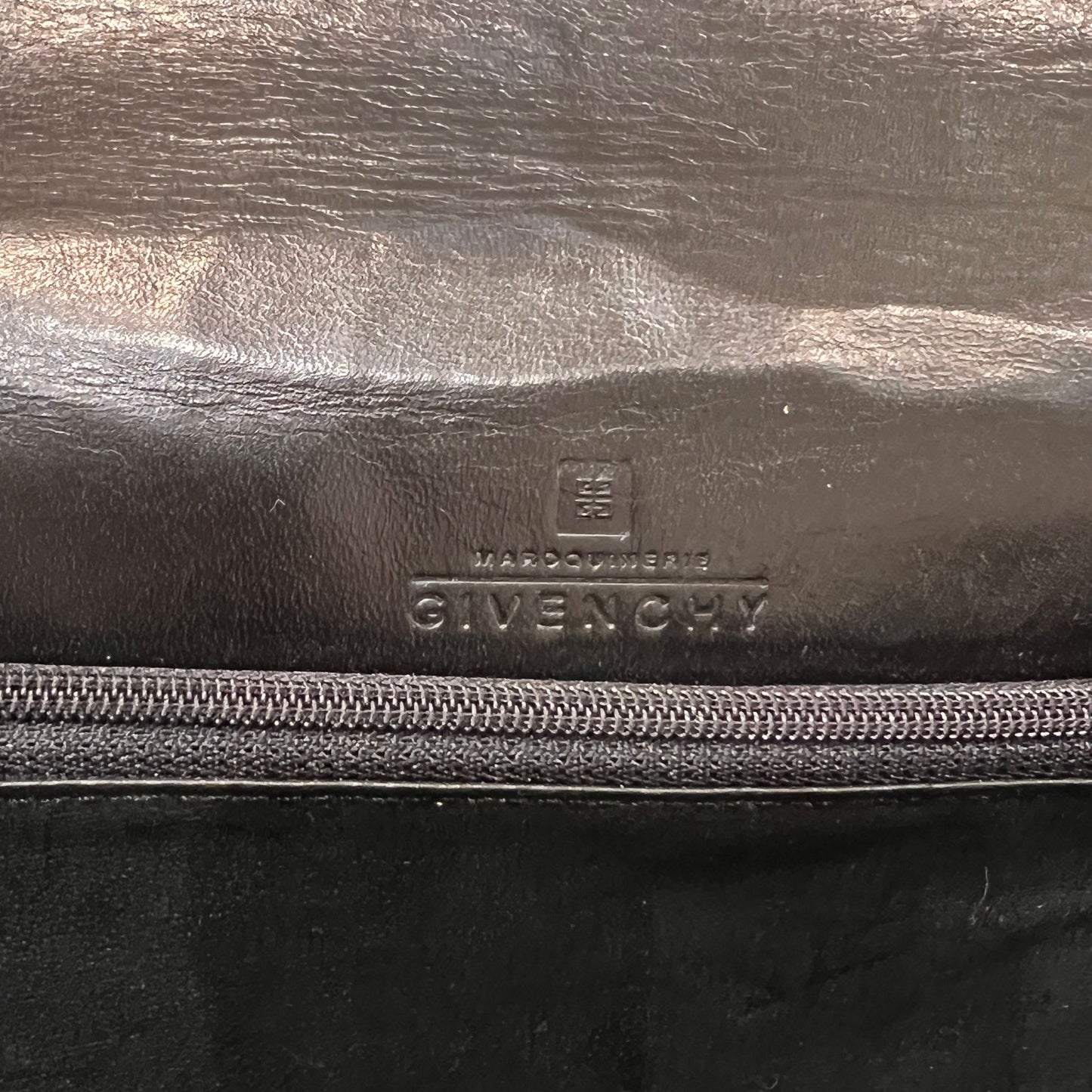 Givenchy Vintage 4G Logo Structured Black Leather Top Handle Bag