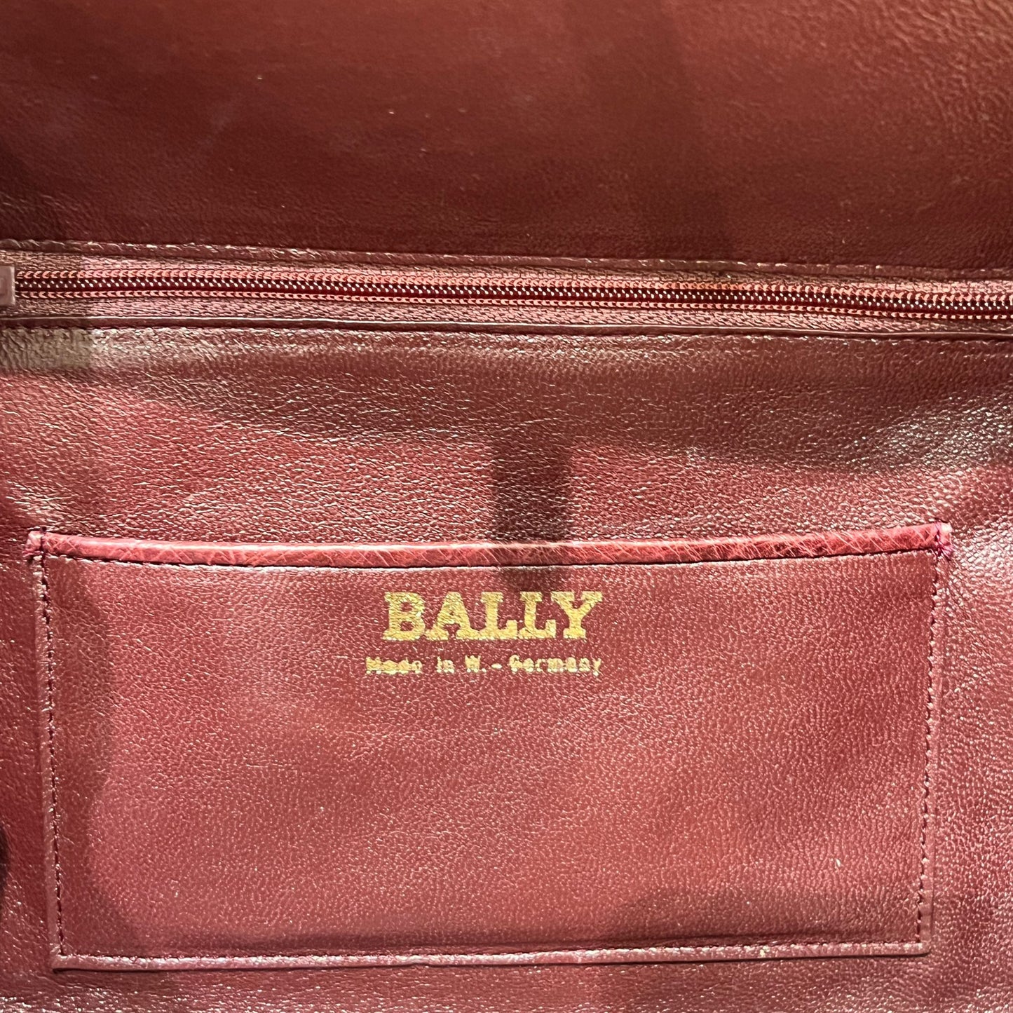 Bally Vintage Ostrich Embossed Leather Brown Top Handle Box Handbag